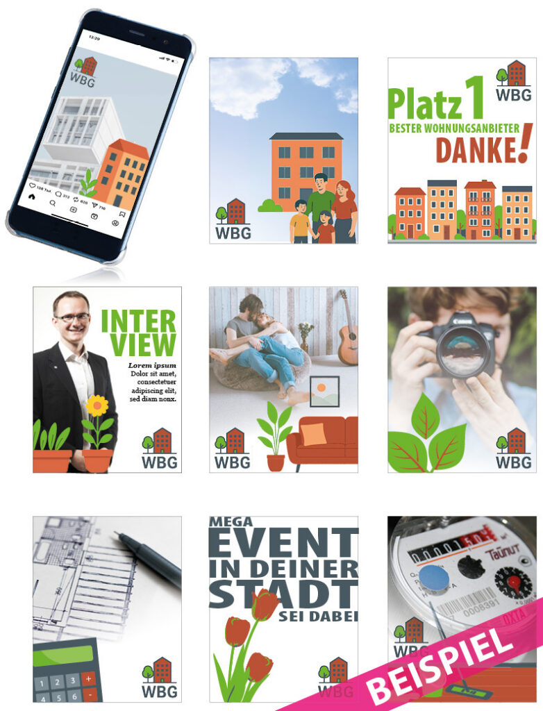 Beispiel für Instagram-Templates einer Wohnungsbau-Genossenschaft